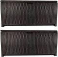 Suncast 99 Gallon Plastic Wicker Deck Box Container Storage for Garden, Garage, Home, Pool, Indoor and Outdoor Use, Mocha (2 Pack) by Unknown