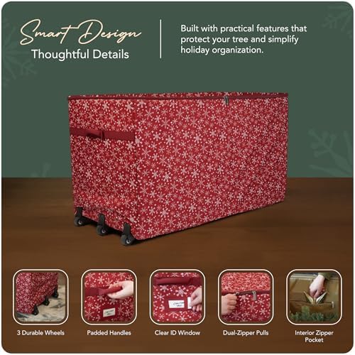 Covermates Christmas Tree Structured Rolling Storage Bag, Red Snowflake - Image 4