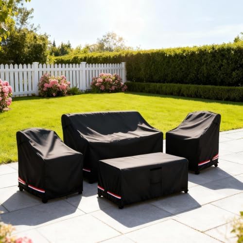 Waterproof Outdoor Patio Furniture Covers 4 Piece Set,L-Large,Black - Image 6