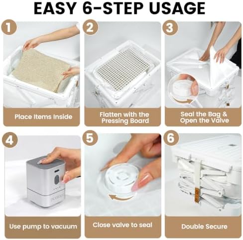 Storage Bags for Clothing, 14.8-Gallon Collapsible Vacuum Storage Boxes with Lids, Stackable Storage Bins for Blankets, Comforters, Bedding, and Underbed Storage, White (1-Pack) - Image 3