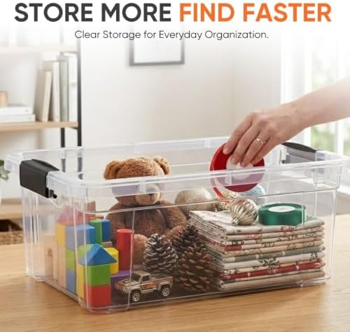 Superio Storage Bins with Lids, Clear Plastic Containers for Organizing, Stackable Totes, BPA Free, Odor Free, Organizer Boxes for Home, and Dorm (6 Pack, 36 Qt) - Image 2
