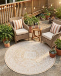 Rugs.com - Outdoor Aztec Rug – 5 Ft Round Natural Indoor/Outdoor Rug – Weather-Resistant Flatweave for Patios, Decks, and Porches by Rugscom
