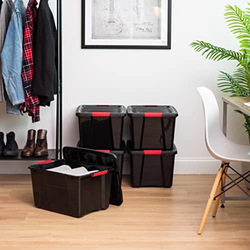IRIS USA 4-Pack 40 Quart Storage Bins with Lids, Black - Image 4