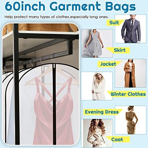 Amylove 20 Pcs 60" Garment Bags Bulk for Dresses Gowns Storage - Image 4