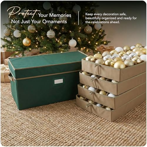 Covermates Adjustable Ornament Storage Box, 25.5"W x 13"D x 12.5"H, Green - Image 2