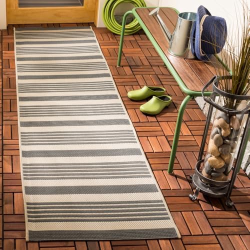 SAFAVIEH Courtyard Outdoor Runner Rug 2'3"x8', Grey & Bone CY6062-236 by Unknown