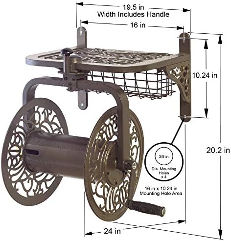 Liberty Garden 714 Decorative Cast Aluminum Navigator Rotating Garden Hose Reel, Holds 125-Feet of 5/8-Inch Hose - Bronze - Image 6