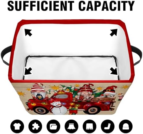Christmas Baskets,Christmas Dwarf Foldable Storage Bins with Handles, Decorative Cloth Organizer Storage Boxes 2 2piece - Image 5