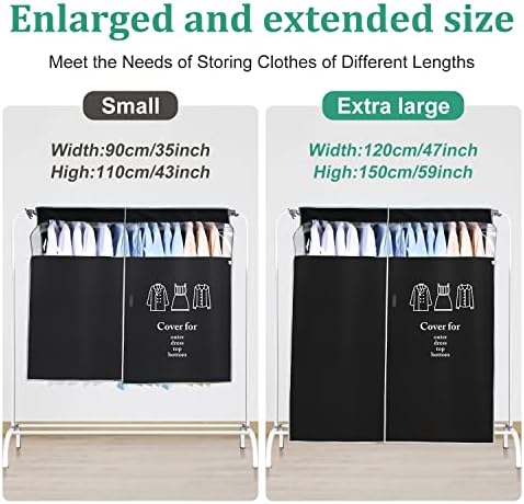 OTraki Clothes Rail with Cover, 120 x 150 cm, Long Dustproof Garment Bags, Business Garment Bag, Clothes Rails Cover, Dustproof for Suit, Coat, Dress, Jacket and Down Jacket - Image 6