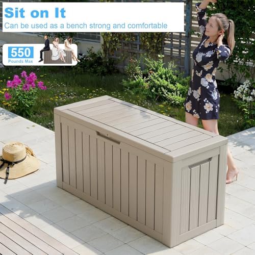Vixzen 80 Gallon Deck Boxes Outdoor Waterproof, Resin Lockable Storage Box for Patio Cushions Storage Furniture, Garden Tools, Pool Supplies, Weatherproof and UV Resistant (Grey, 80 Gallon) - Image 5