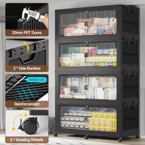 BROVIEW 1360Qt Stackable Storage Bins with Lid for Home Dorm, 4Pack Black - Image 3