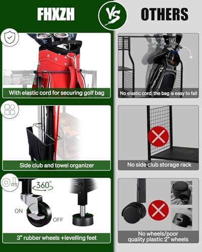 FHXZH Golf Bags Storage Garage Organizer - Golf Bag Stand with Wheels - Image 5