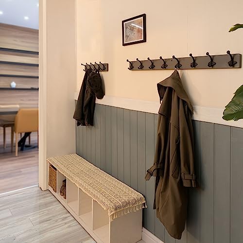 WEBI Rustic Coat Rack Wall Mount,35.43" Long 8 Cast Iron Coat Hooks Wall Mounted,Heavy Duty Wall Coat Hanger Hooks for Hanging Coats,Clothes,Jacket,Gray,2 Packs - Image 3