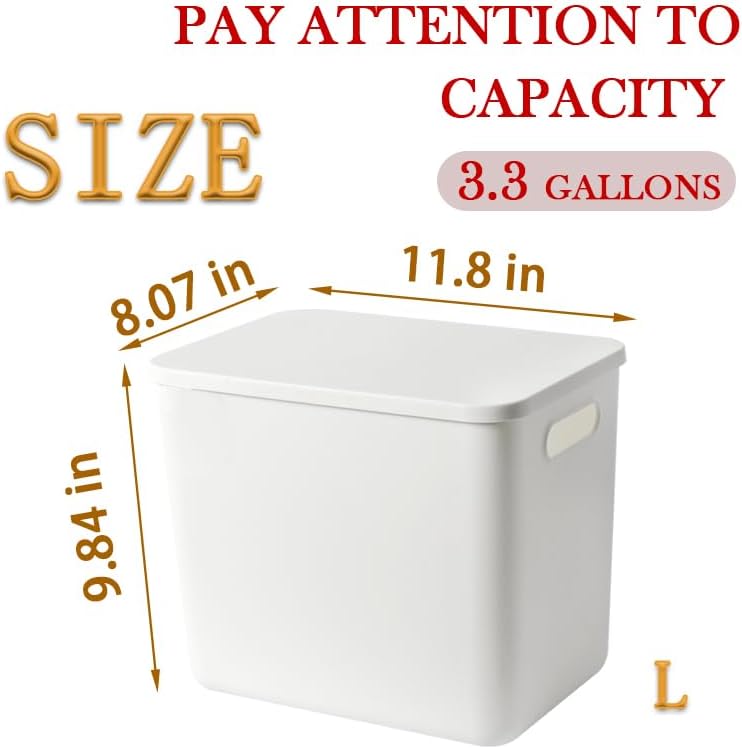 5 pack large plastic White storage bins with Lids, Toy Box Chest with Handle，Organizer Containers Baskets for Baby,Nursery，Shelves，Playroom, Bedroom，Office,Closet，home (White, 5L) - Image 5