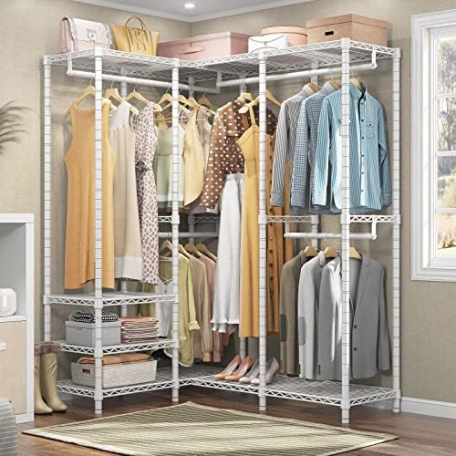 VIPEK L40 Corner Clothes Rack, Heavy Duty L-Shaped Freestanding Closet, Metal Clothing Rack, Corner Wardrobe for Hanging Clothes, 53.75" L x 38" W x 76.4" H, Load Capacity 1110 LB, White - Image 2