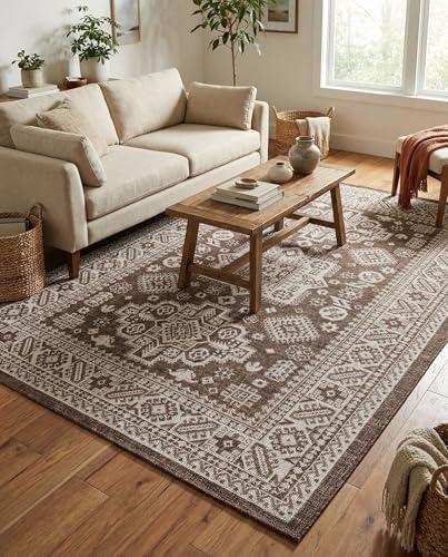 Rugs.com - Outdoor Aztec Rug – 5' 3 x 8' Brown Indoor/Outdoor Rug – Flatweave Geometric Area Rug for Patio, Deck, and Porch - Image 5