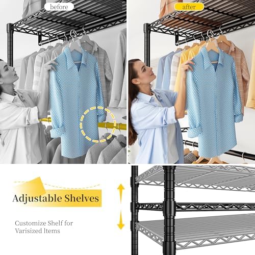 Raybee Clothes Rack with Shelves, Heavy Duty Loads 780LBS, Space-Saving - Image 4