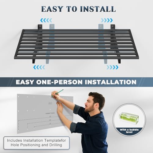 Jusgym 2 Pack Heavy Duty Garage Wall Shelving with 8 Hooks, 2x3ft, 500lbs - Image 5