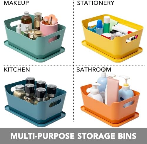 Tiawudi 12 Pack 4.5L Storage Bins with Lids, Plastic Storage Baskets for Home Classroom Organization, Multi-Use Organizer Bins for Cabinet, Pantry, Drawer, Countertop or Shelves, Colorful Containers - Image 5