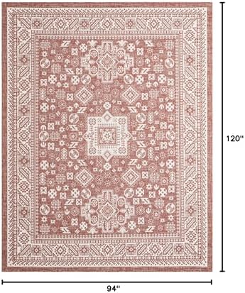 Rugs.com Outdoor Aztec Collection Rug – 8x10 Rust Red Flatweave-Pile Rug Perfect for Living Rooms, Large Dining Rooms, Open Floorplans - Image 2