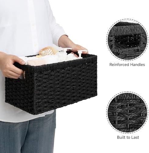 StorageWorks Wicker Storage Baskets for Organizing, Black Baskets, 2-Pack - Image 4
