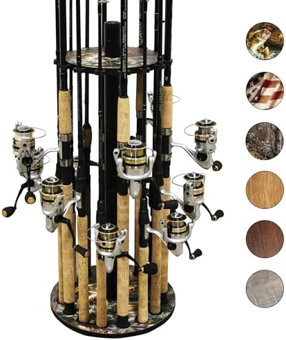 Rush Creek Creations 16-Rod Round Fishing Rod Holder for Garage, Tackle Box by RushCreekCreations