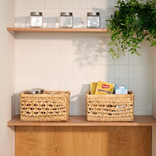 NAYA Set of 3 (13.8",11.6"&9.5") Water Hyacinth Shelf Wicker Baskets - Image 5
