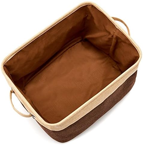 EZOWare Set of 3 Large Canvas Fabric Tweed Storage Organizer Cube Set W/Handles for Nursery Kids Toddlers Home and Office - 15 L x 10.5 W x 9.4 H -Mixed Color - Image 3