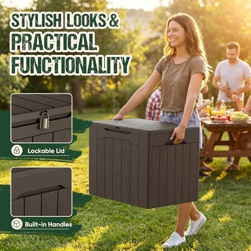Devoko 29 Gallon Deck Box, Waterproof Resin Outdoor Storage Box - Image 2