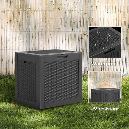 Vixzen 31 Gallon Outdoor Storage Box Waterproof, Lockable Outdoor Deck Box for Patio Cushions, Garden Tools, Pool Supplies (Black, 31 Gallon) - Image 7