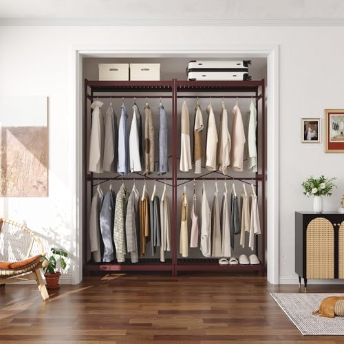 Homykic Bamboo Clothing Rack with Shelves, 33.5” Wide Clothes Rack, 78.8” H - Image 2