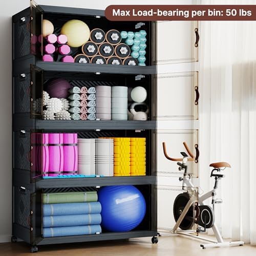 1136QT Extra Large Stackable Storage Bins with Lids & Wheels & Door, - Image 5