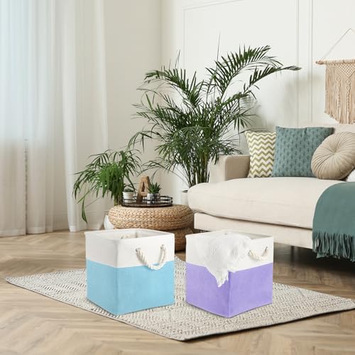 6 Pack 13x13 Inch Cube Storage Bins Fabric Square Cube Baskets, Mermaid - Image 7