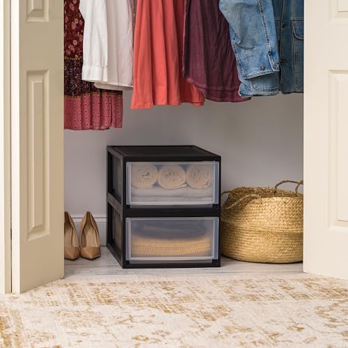 IRIS USA 2-Pack 30 Qt. Stacking Drawer Organizer with Sliding Drawer, Black - Image 2