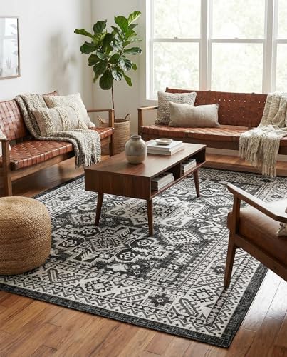 Rugs.com - Outdoor Aztec Rug – 6' 1 x 9' Charcoal Gray Indoor/Outdoor Rug Washable Stain-Resistant for Patios, Decks, and Porches - Image 5