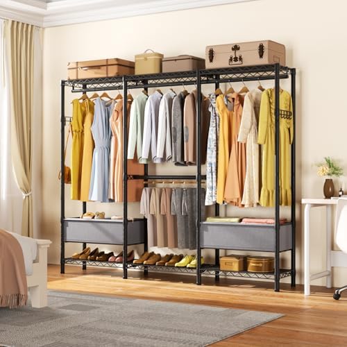 Golpart Heavy Duty Clothes Rack Metal Wardrobe with Adjustable Wire Shelves - Image 2