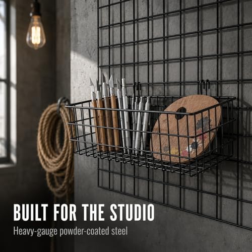 ANZOME Hanging Wall Baskets, 2 Pack 15.7 in Metal Wire Storage, Black - Image 7