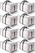 HOMESURE8 Pack 40 Gal Large Strong Moving Bags with Zippers & Carrying Handles - Water-Resistant - Heavy Duty Storage Tote for Space Saving, Fold Flat, Alternative to Moving Box (Semi-Transparent) by HOMESURE