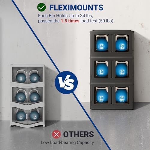 FLEXIMOUNTS 75 QT Stackable Plastic Storage Bins With Lids, Black - Image 3