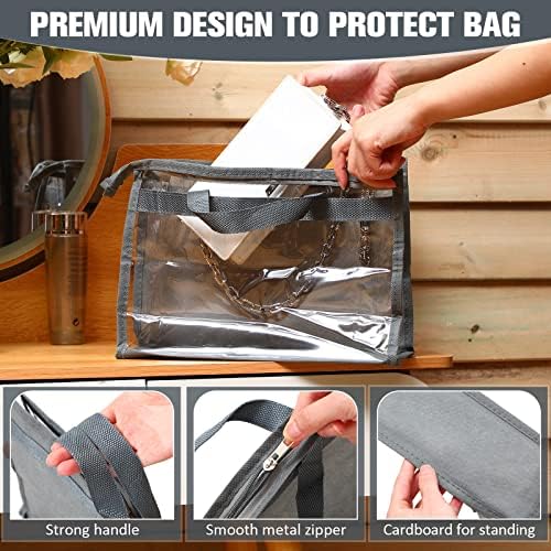 Chumia 20 Pack Clear Dust Cover Handbag Storage Organizer 3 Size, Grey - Image 3