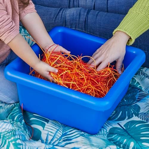 ECR4Kids Stackable Square Bins with Non-Snap Lids, Multipurpose Organization, Blue, 2-Pack - Image 7