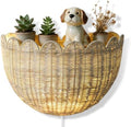 Handwoven Rattan Wall Basket with LED String Light, 1Pack by uproll