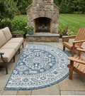 Rugs.com Outdoor Aztec Collection Rug – 3x6 Hearth Blue Flatweave-Pile Rug Perfect for Living Rooms, Large Dining Rooms, Open Floorplans by Rugscom