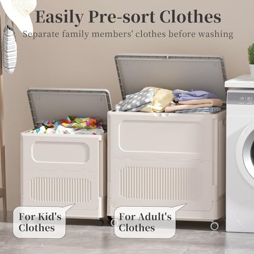 HAIXIN 60QT Storage Bin with Lid and Wheels, Cream White Toy Chest - Image 3