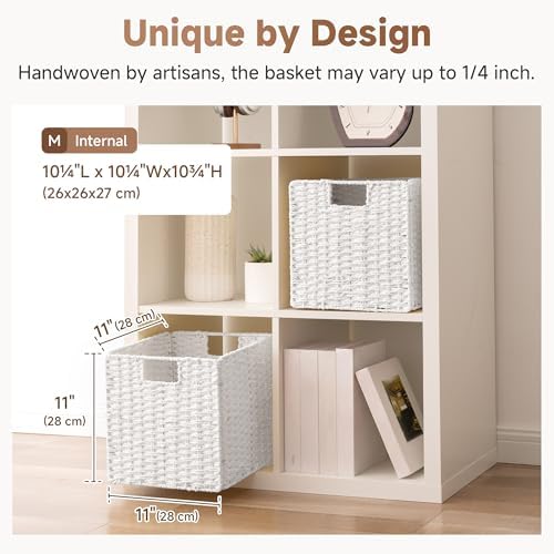 StorageWorks 11 inch Cube Storage Bin, White Storage Cubes, Wicker Baskets - Image 3