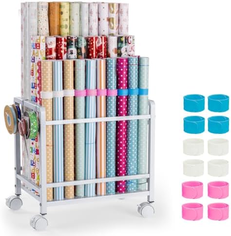 Aquzee Wrapping Paper Storage Organizer, Blueprint Holder, 6 Adjustable Rod by Aquzee