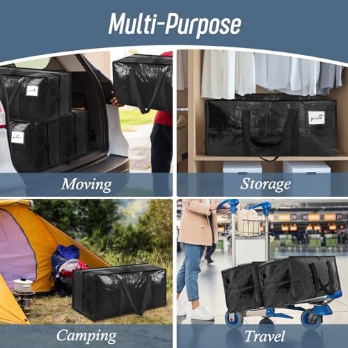 12 Pack Extra Heavy Duty Large Moving Bags with Strong Zipper, Black - Image 7