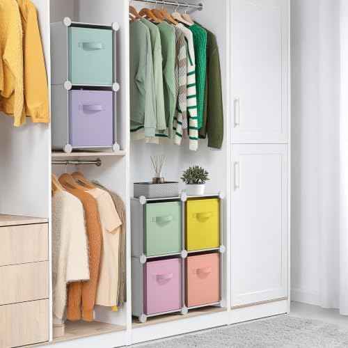 Sorbus 6 Cube Storage Organizer with 6 Fabric Bins (White) - Image 4