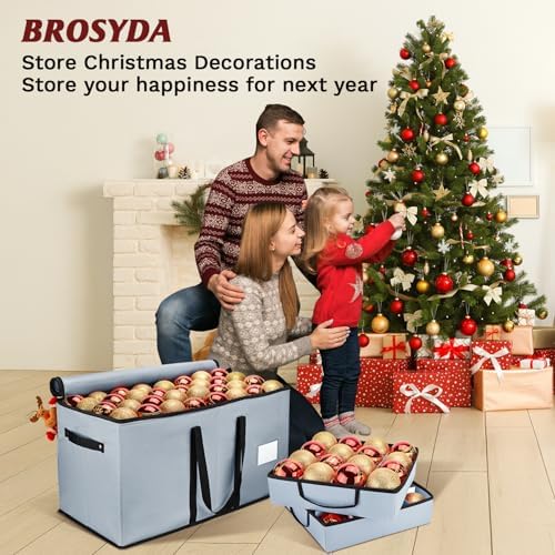 Christmas Ornament Storage Box, Ornament Storage Organizer Fits 128 of 3 inch Ornament Balls, 8 Removable Tray Ornaments Storage Containers with Dividers to Store Xmas Holiday Decor(Grey) - Image 6