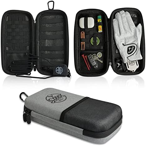 Accessory Case - Golf Bag Organizer. Airtight, Water-Resistant, Protective Hard Case for Phone, Tees, Ball Markers, Repair Tools, and Golf Essentials. Removable Golf Glove Hanger/Dryer by SteezGolf